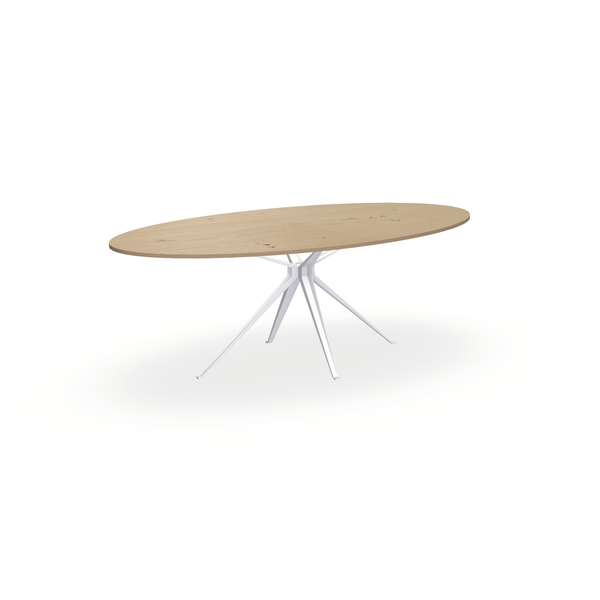 Eettafel Eiken Fineer Noesten Naturel - Ovaal - Anna Onderstel Mat Wit - {{ product.type }} - Kas20
