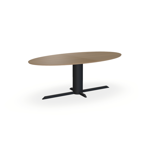 Eettafel Eiken Fineer Chocolate - Ovaal - Ilona Onderstel Mat Zwart - {{ product.type }} - Kas20