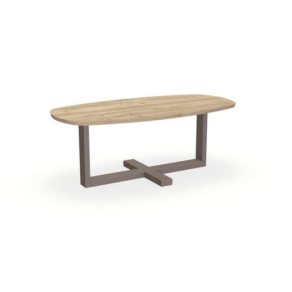 Eettafel Eiken Naturel - Ovaal Deens - Halve Plus Onderstel Mat Lichtbruin - {{ product.type }} - Kas20
