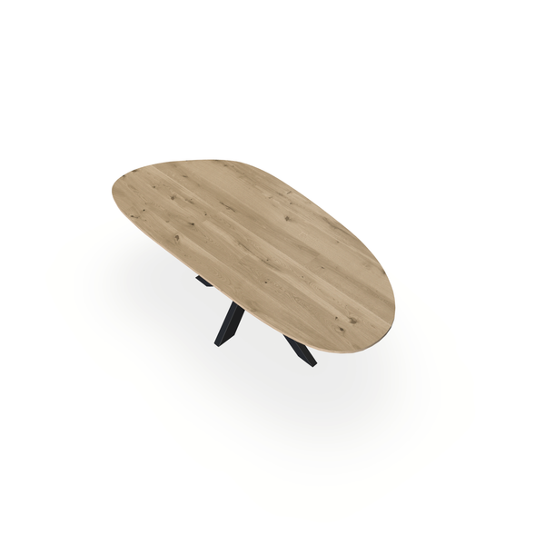 Eettafel Eiken Naturel - Organisch A - Matrix Dun Onderstel Mat Zwart - {{ product.type }} - Kas20
