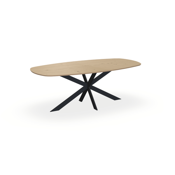 Eettafel Eiken Fineer Noesten Naturel - Ovaal Deens - Matrix Ultra Onderstel Mat Zwart - {{ product.type }} - Kas20