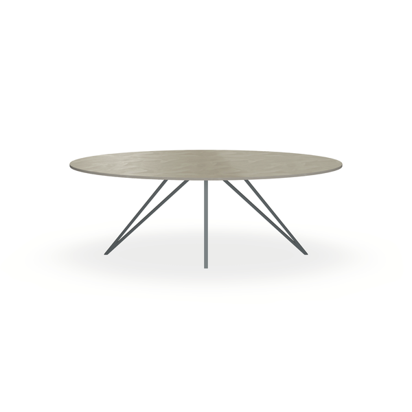 Eettafel Beton Leather Taupe - Ovaal - Spin Onderstel Mat Antraciet - {{ product.type }} - Kas20