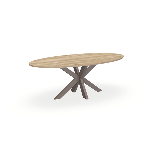 Eettafel Eiken Naturel - Ovaal - Matrix Dun Onderstel Mat Lichtbruin - {{ product.type }} - Kas20