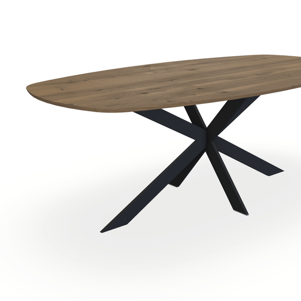 Eettafel Eiken Chocolate - Ovaal Deens - Matrix Ultra Onderstel Mat Zwart - {{ product.type }} - Kas20