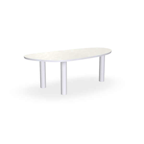 Eettafel Beton Beige - Organisch B - Columbus Onderstel Mat Wit - {{ product.type }} - Kas20