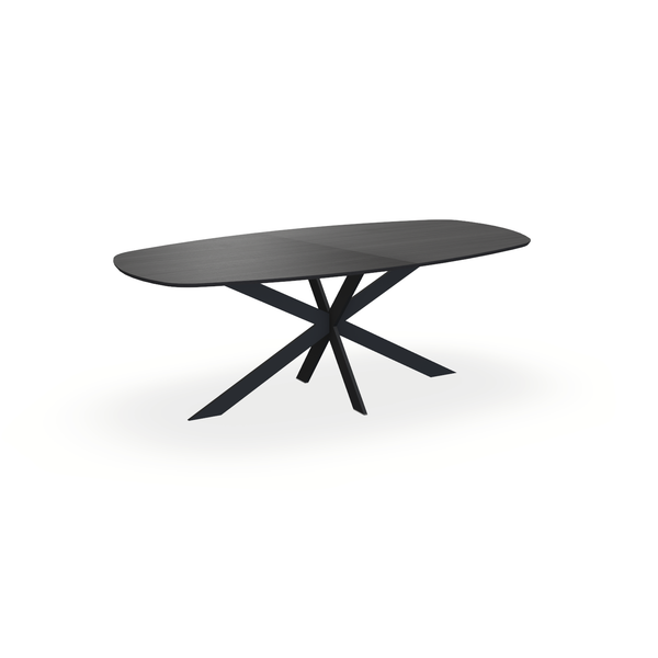 Eettafel Eiken Fineer Zwart - Ovaal Deens - Matrix Ultra Onderstel Mat Zwart - {{ product.type }} - Kas20