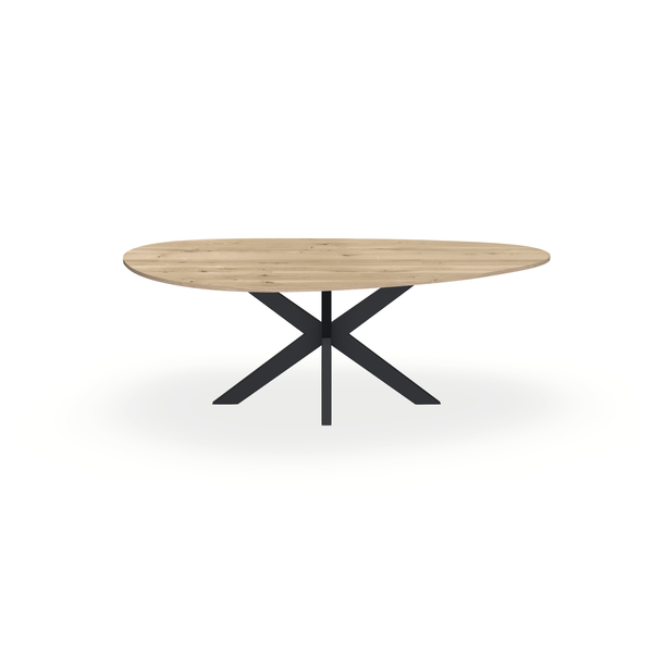 Eettafel Eiken Naturel - Kiezel A - Matrix Dun Onderstel Mat Zwart - {{ product.type }} - Kas20
