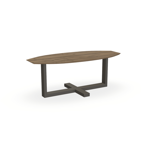 Eettafel Eiken Chocolate - Ovaal Half - Halve Plus Onderstel Mat Donkerbruin - {{ product.type }} - Kas20