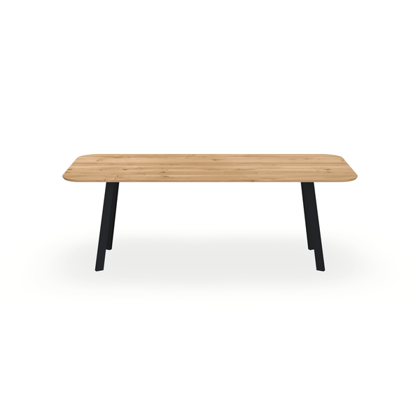 Eettafel Eiken Maurra - Recht Radius - I Poot Onderstel Mat Zwart - {{ product.type }} - Kas20