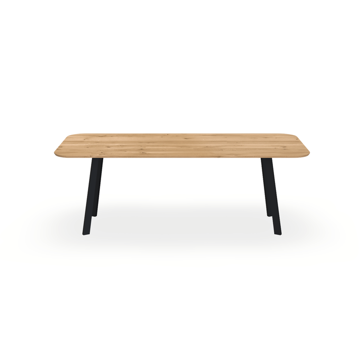 Eettafel Eiken Maurra - Recht Radius - I Poot Onderstel Mat Zwart - {{ product.type }} - Kas20