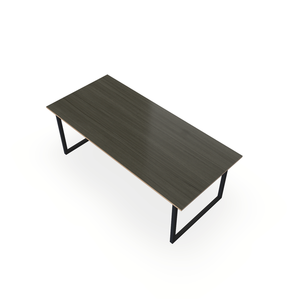 Eettafel Eiken Fineer Venerien - Recht - Kubus Onderstel Mat Zwart - {{ product.type }} - Kas20