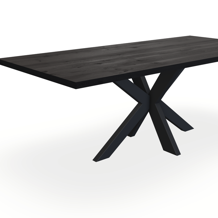 Eettafel Eiken Black Smoke In - Recht - Matrix Dun Onderstel Mat Zwart - {{ product.type }} - Kas20