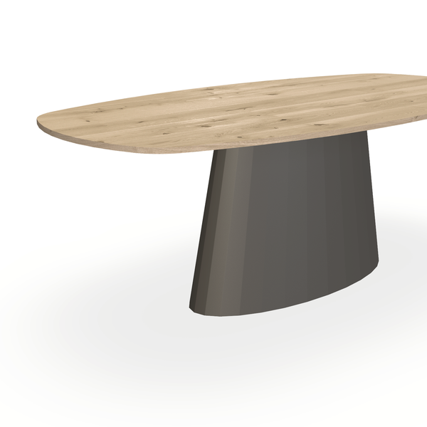 Eettafel Eiken Naturel - Ovaal Deens - Sjors Onderstel Mat Donkerbruin - {{ product.type }} - Kas20