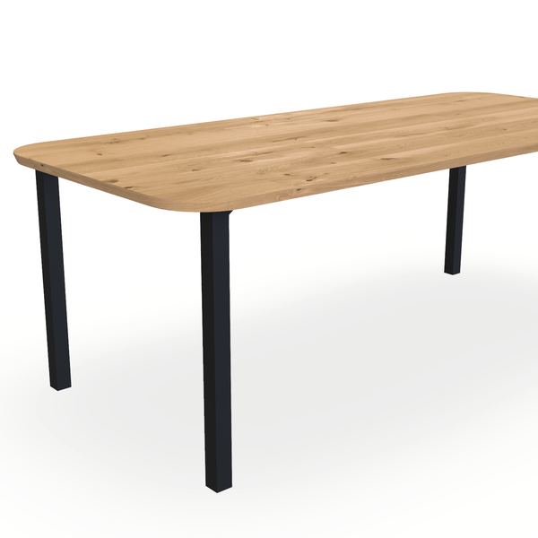 Eettafel Eiken Maurra - Recht Radius - Ace Onderstel Mat Zwart - {{ product.type }} - Kas20