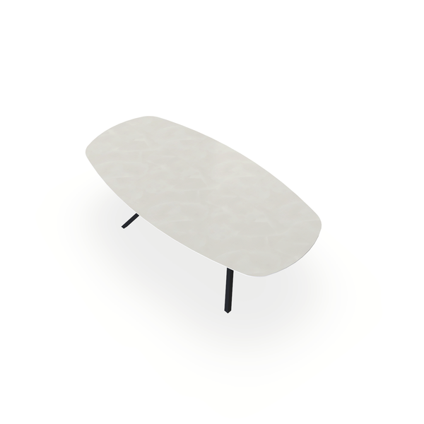 Eettafel Beton Beige - Ovaal Deens - Vv Poot Onderstel Mat Zwart - {{ product.type }} - Kas20