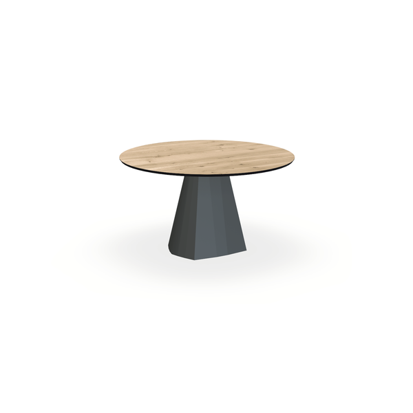Eettafel Eiken Liqurien - Rond - Cone Onderstel Mat Antraciet - {{ product.type }} - Kas20