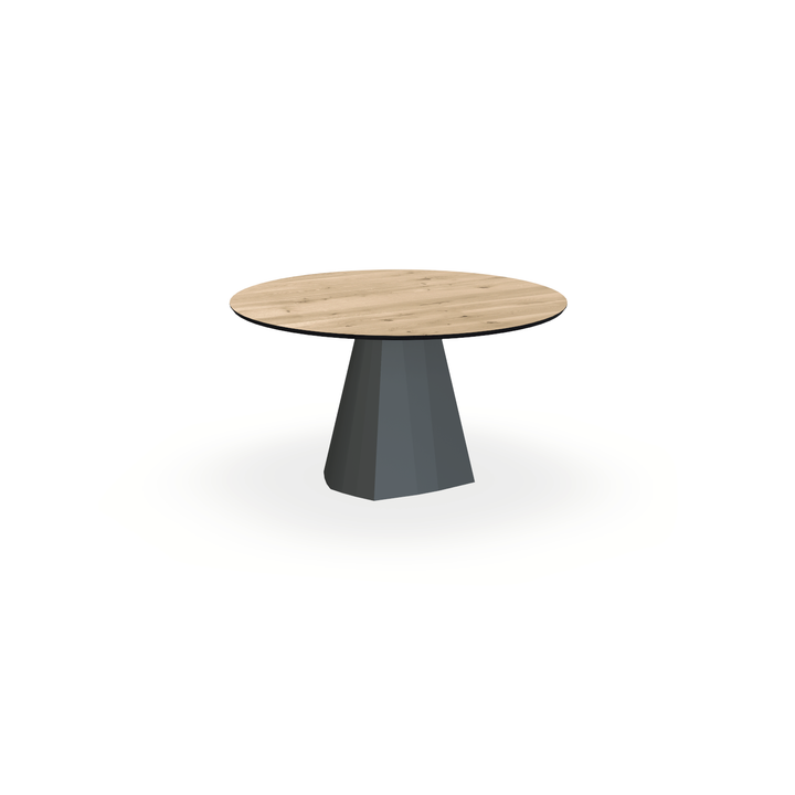 Eettafel Eiken Liqurien - Rond - Cone Onderstel Mat Antraciet - {{ product.type }} - Kas20