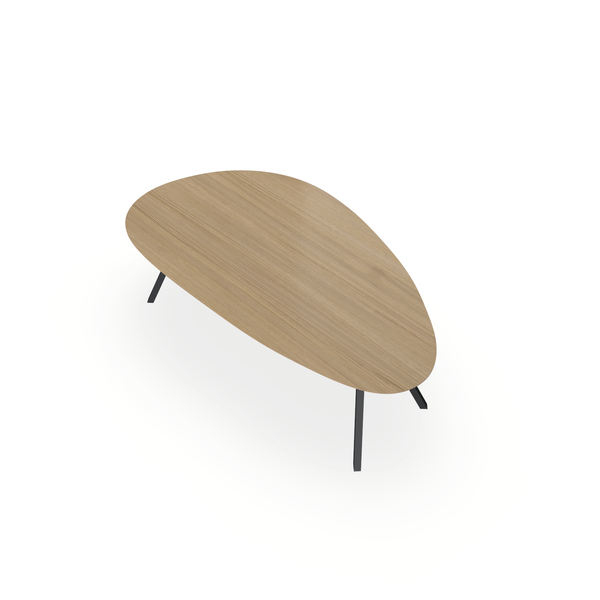 Eettafel Eiken Fineer Naturel - Kiezel B - I Schuin Onderstel Mat Zwart - {{ product.type }} - Kas20