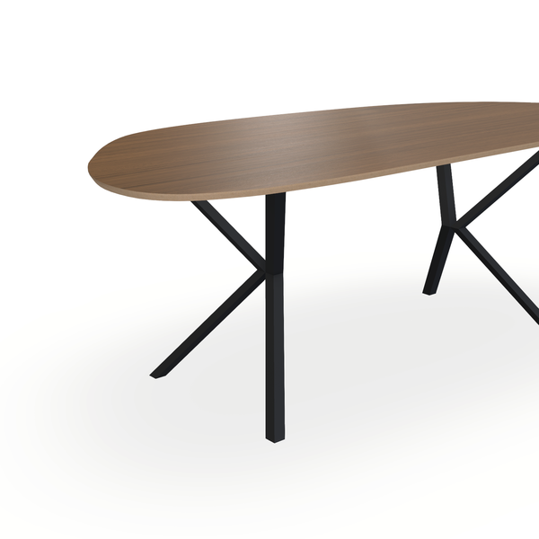Eettafel Eiken Fineer Toscane 2 - Organisch A - Vv Poot Onderstel Mat Zwart - {{ product.type }} - Kas20