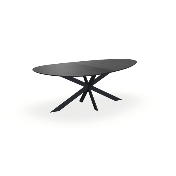 Eettafel Eiken Fineer Zwart - Kiezel A - Matrix Ultra Onderstel Mat Zwart - {{ product.type }} - Kas20