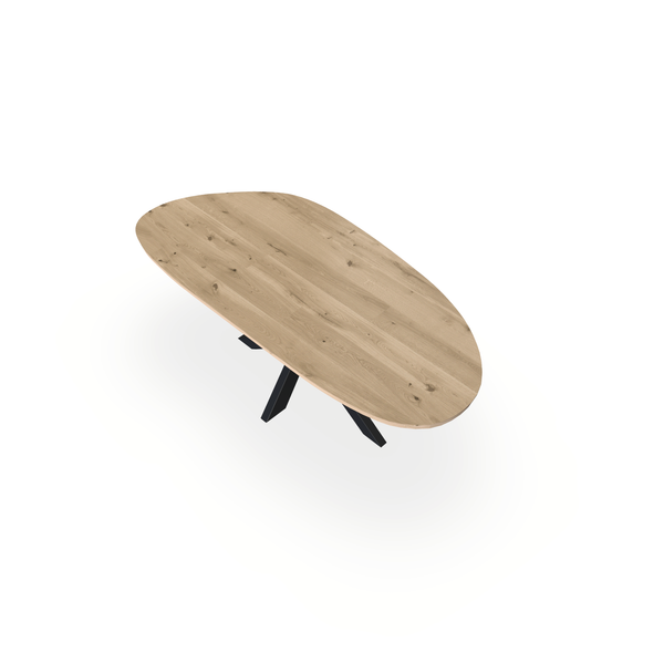 Eettafel Eiken Liqurien - Organisch A - Matrix Dun Onderstel Mat Zwart - {{ product.type }} - Kas20