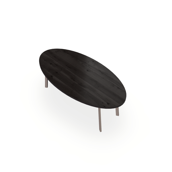 Eettafel Eiken Black Smoke In - Ovaal - I Poot Onderstel Mat Lichtbruin - {{ product.type }} - Kas20
