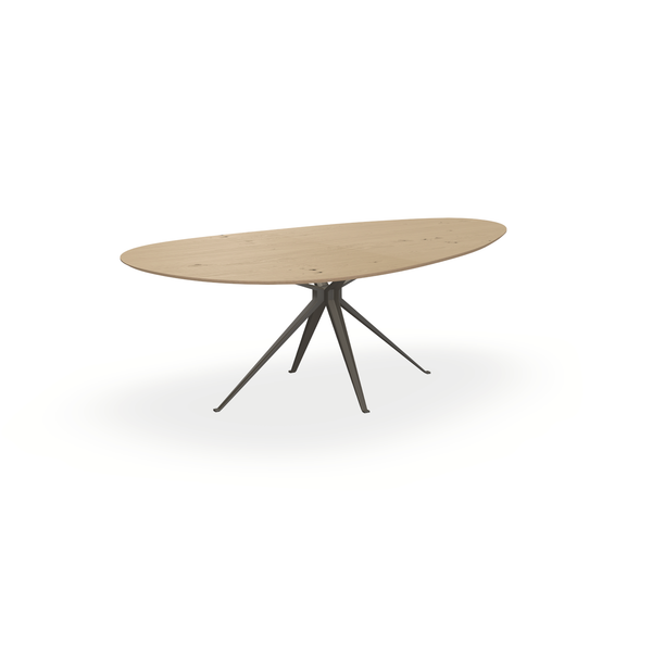 Eettafel Eiken Fineer Noesten Naturel - Kiezel A - Anna Onderstel Mat Donkerbruin - {{ product.type }} - Kas20