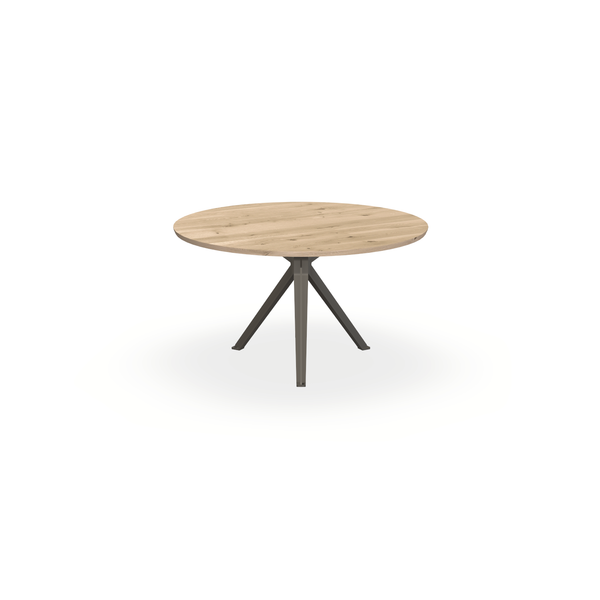 Eettafel Eiken Liqurien - Rond - Stella Onderstel Mat Donkerbruin - {{ product.type }} - Kas20