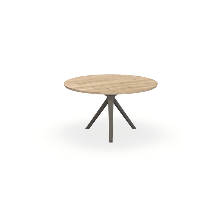 Eettafel Eiken Liqurien - Rond - Stella Onderstel Mat Donkerbruin - {{ product.type }} - Kas20