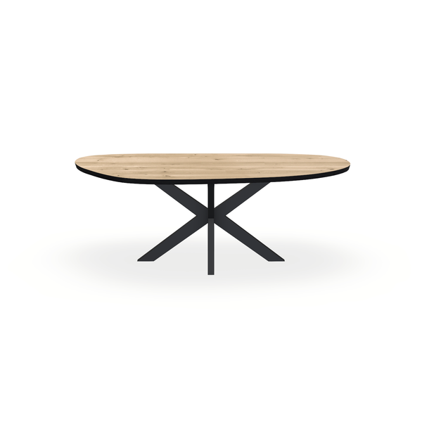 Eettafel Eiken Liqurien - Organisch B - Matrix Dun Onderstel Mat Zwart - {{ product.type }} - Kas20