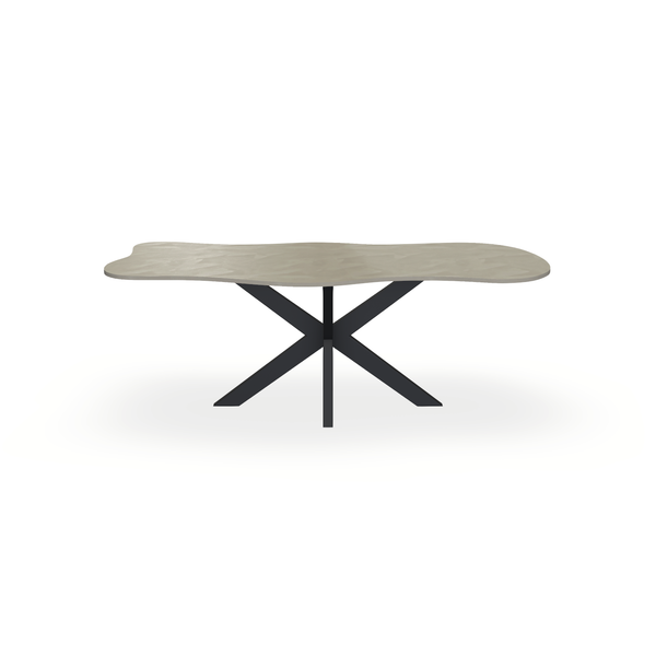 Eettafel Beton Leather Taupe - Wolk - Matrix Dun Onderstel Mat Zwart - {{ product.type }} - Kas20
