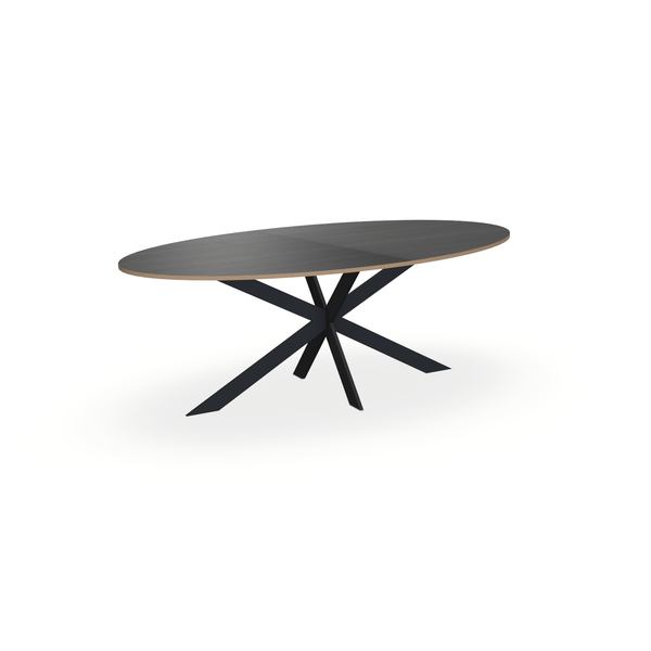 Eettafel Eiken Fineer Zwart - Ovaal - Matrix Ultra Onderstel Mat Zwart - {{ product.type }} - Kas20