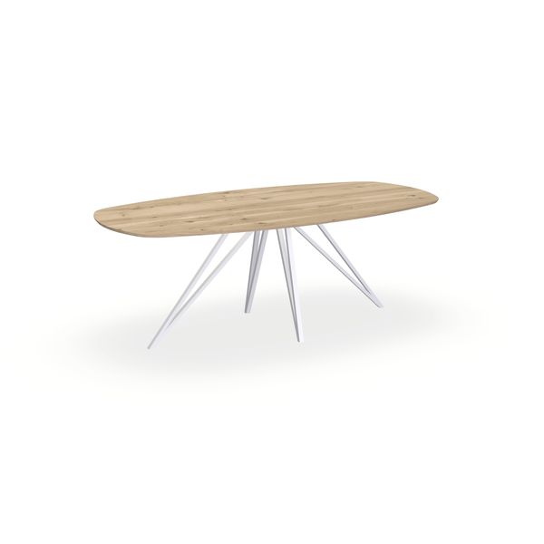 Eettafel Eiken Naturel - Ovaal Deens - Spin Onderstel Mat Wit - {{ product.type }} - Kas20