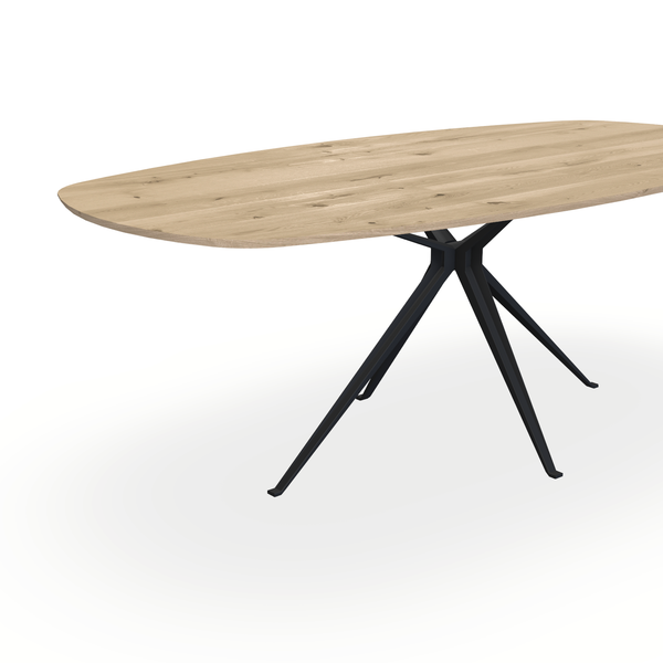 Eettafel Eiken Naturel - Ovaal Deens - Anna Onderstel Mat Zwart - {{ product.type }} - Kas20