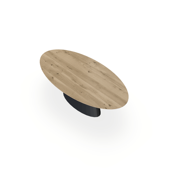 Eettafel Eiken Naturel - Ovaal - Sjors Onderstel Mat Zwart - {{ product.type }} - Kas20