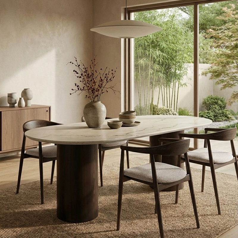 Canala Roma Keramik Esstisch - Flach Oval - Columbus Duo