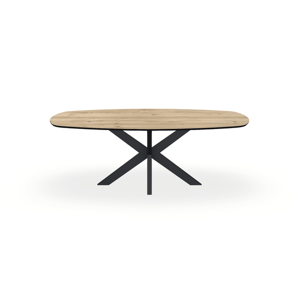 Eettafel Eiken Naturel - Ovaal Deens - Matrix Dun Onderstel Mat Zwart - {{ product.type }} - Kas20