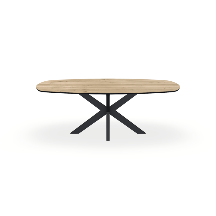 Eettafel Eiken Naturel - Ovaal Deens - Matrix Dun Onderstel Mat Zwart - {{ product.type }} - Kas20