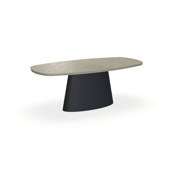 Eettafel Beton Leather Taupe - Ovaal Deens - Sjors Onderstel Mat Zwart - {{ product.type }} - Kas20