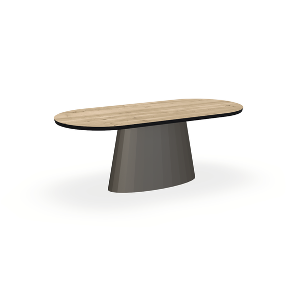 Eettafel Eiken Naturel - Ovaal Plat - Sjors Onderstel Mat Donkerbruin - {{ product.type }} - Kas20