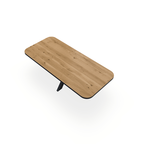 Eettafel Eiken Maurra - Recht Radius - Matrix Dun Onderstel Mat Zwart - {{ product.type }} - Kas20