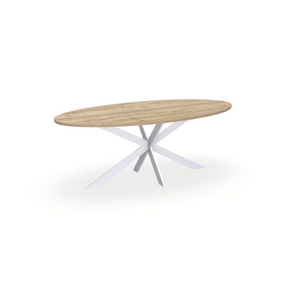 Eettafel Eiken Naturel - Ovaal - Matrix Ultra Onderstel Mat Wit - {{ product.type }} - Kas20