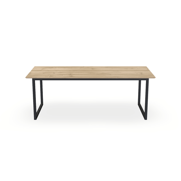 Eettafel Eiken Naturel - Recht - Kubus Onderstel Mat Zwart - {{ product.type }} - Kas20