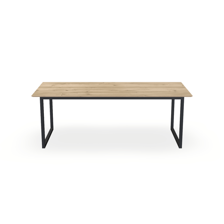 Eettafel Eiken Naturel - Recht - Kubus Onderstel Mat Zwart - {{ product.type }} - Kas20