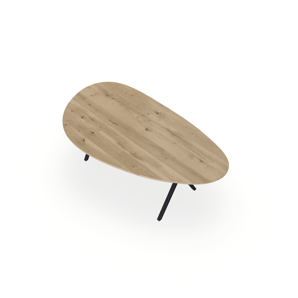 Eettafel Eiken Naturel - Kiezel A - Scissor Onderstel Mat Zwart - {{ product.type }} - Kas20