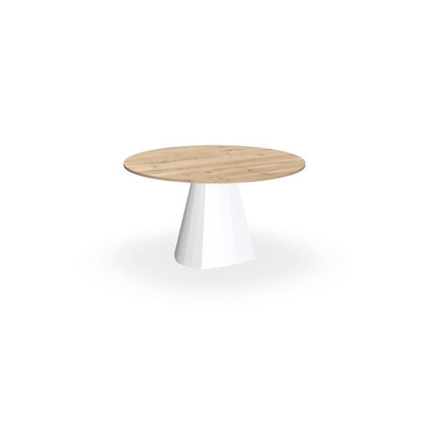Eettafel Eiken Liqurien - Rond - Cone Onderstel Mat Wit - {{ product.type }} - Kas20