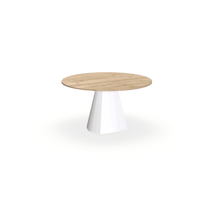 Eettafel Eiken Liqurien - Rond - Cone Onderstel Mat Wit - {{ product.type }} - Kas20