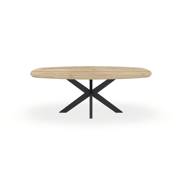 Eettafel Eiken Naturel - Ovaal Deens - Matrix Dun Onderstel Mat Zwart - {{ product.type }} - Kas20