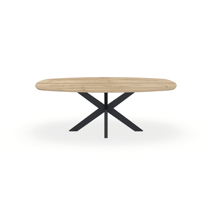 Eettafel Eiken Naturel - Ovaal Deens - Matrix Dun Onderstel Mat Zwart - {{ product.type }} - Kas20