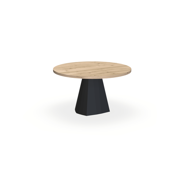 Eettafel Eiken Liqurien - Rond - Cone Onderstel Mat Zwart - {{ product.type }} - Kas20
